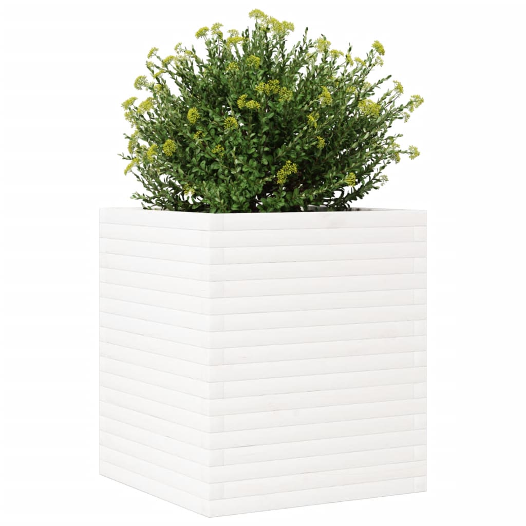 vidaXL Jardinière blanc 60x60x68,5 cm bois de pin massif