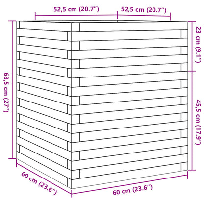 vidaXL Jardinière cire marron 60x60x68,5 cm bois de pin massif