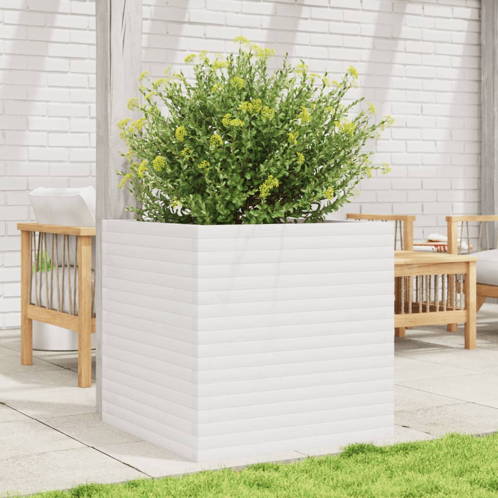 vidaXL Jardinière blanc 70x70x68,5 cm bois de pin massif