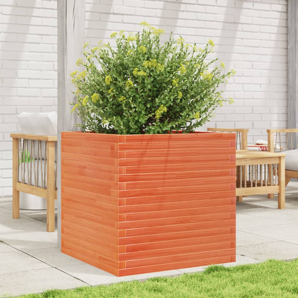 vidaXL Jardinière cire marron 70x70x68,5 cm bois de pin massif