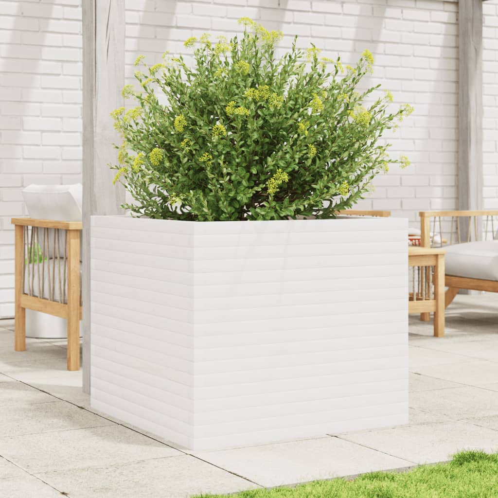 vidaXL Jardinière blanc 80x80x68,5 cm bois de pin massif