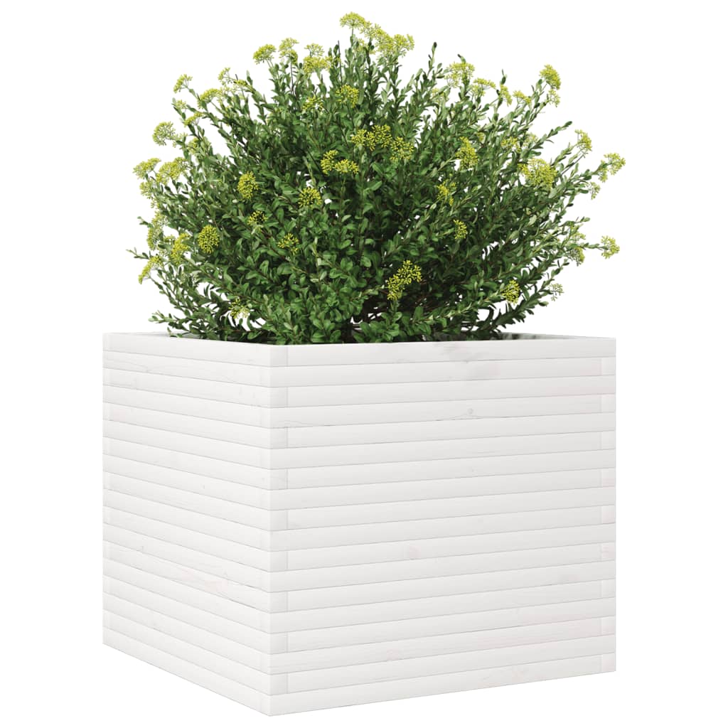 vidaXL Jardinière blanc 80x80x68,5 cm bois de pin massif