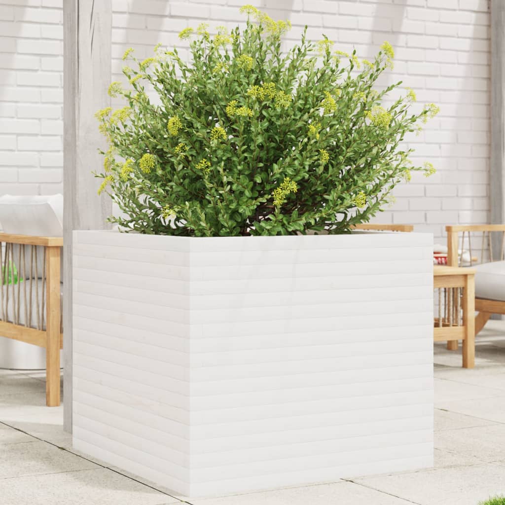 vidaXL Jardinière blanc 80x80x68,5 cm bois de pin massif