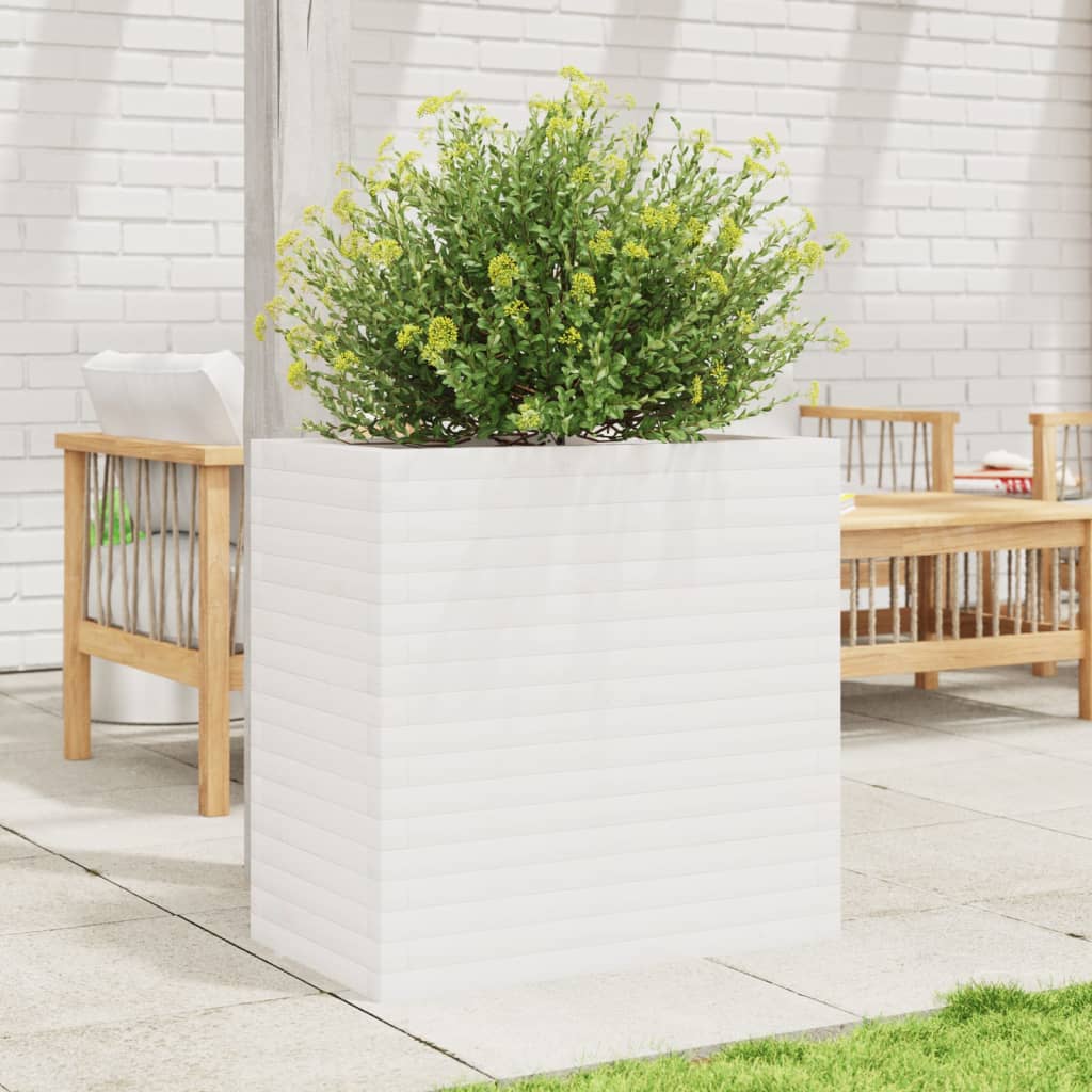 vidaXL Jardinière blanc 70x40x68,5 cm bois de pin massif
