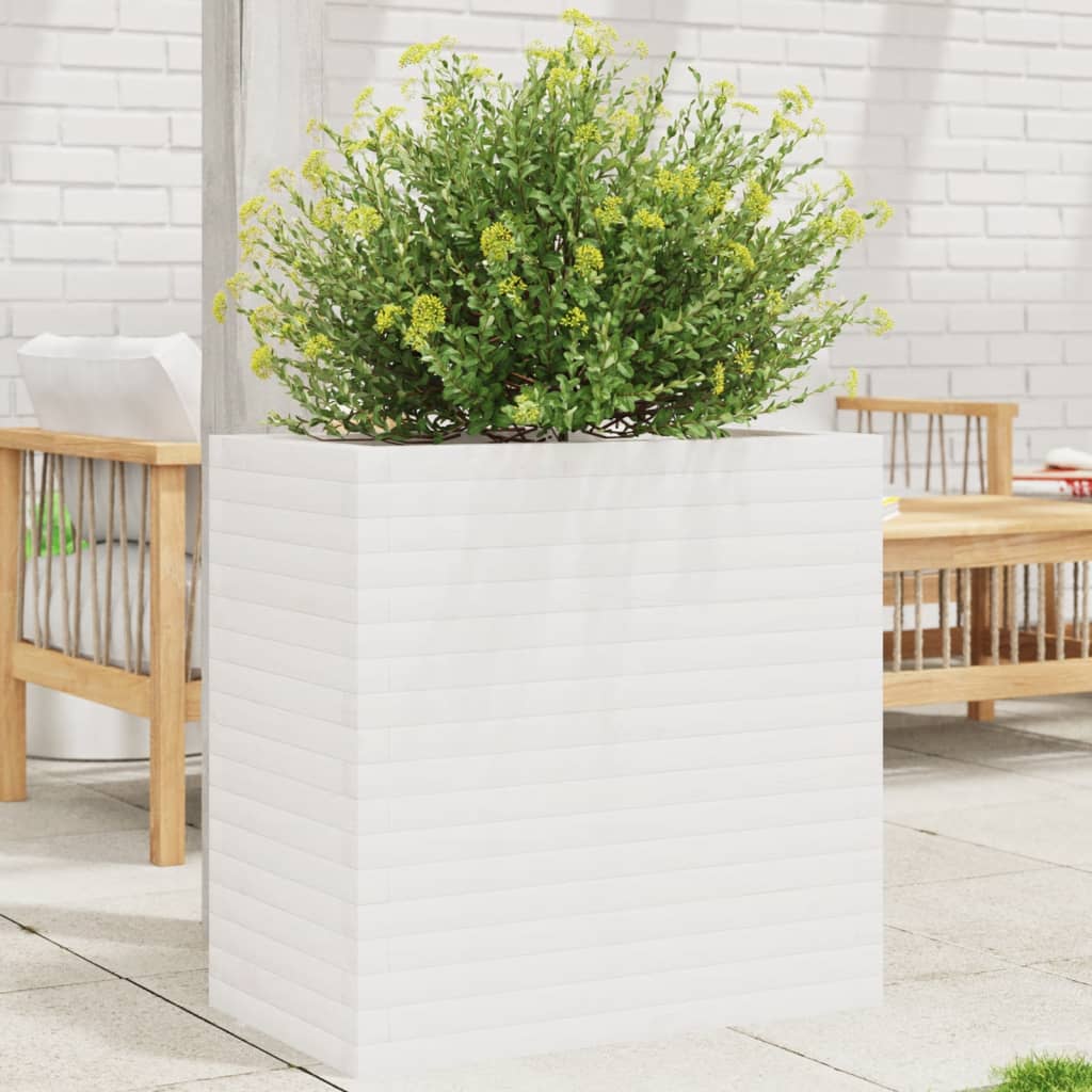 vidaXL Jardinière blanc 70x40x68,5 cm bois de pin massif