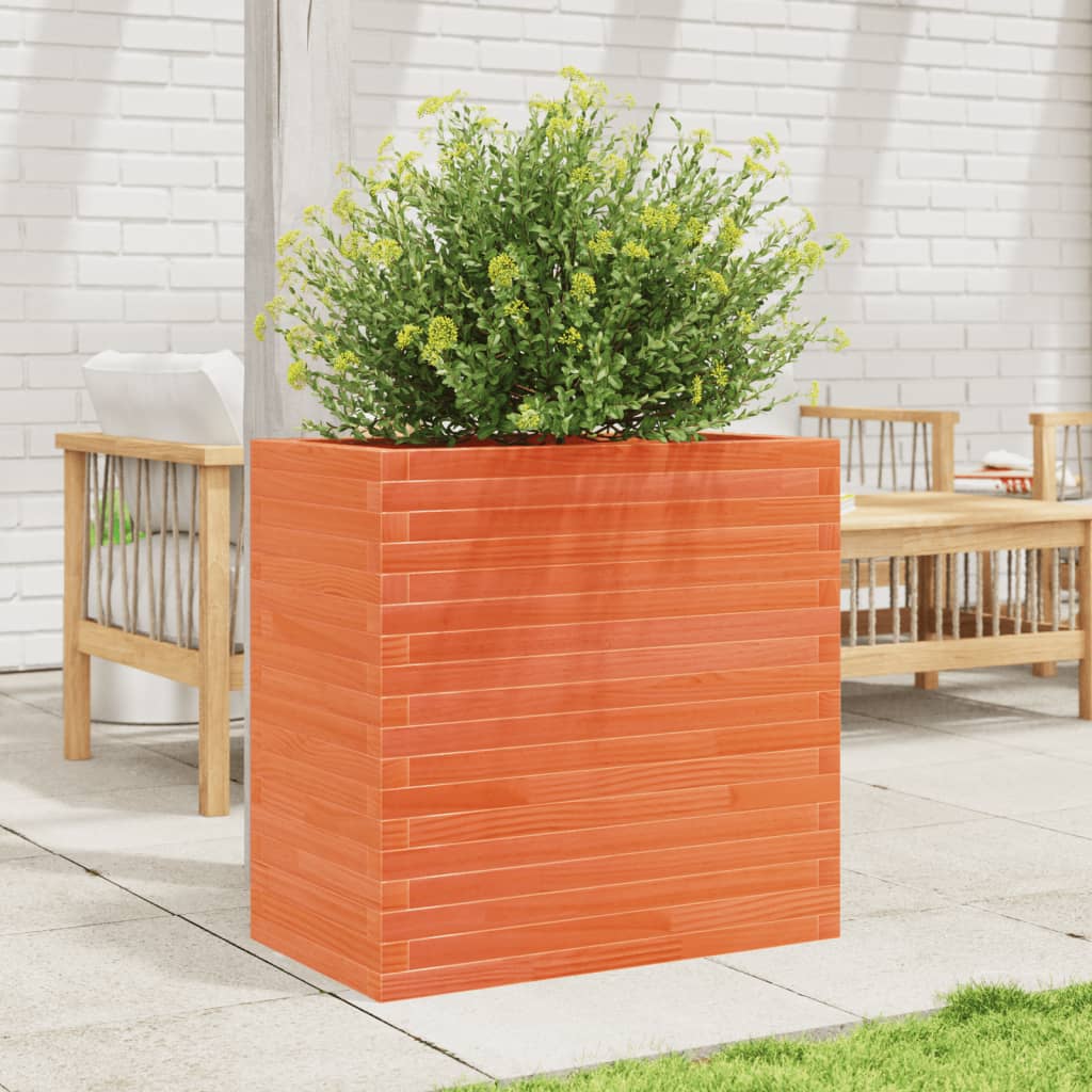 vidaXL Jardinière cire marron 70x40x68,5 cm bois de pin massif