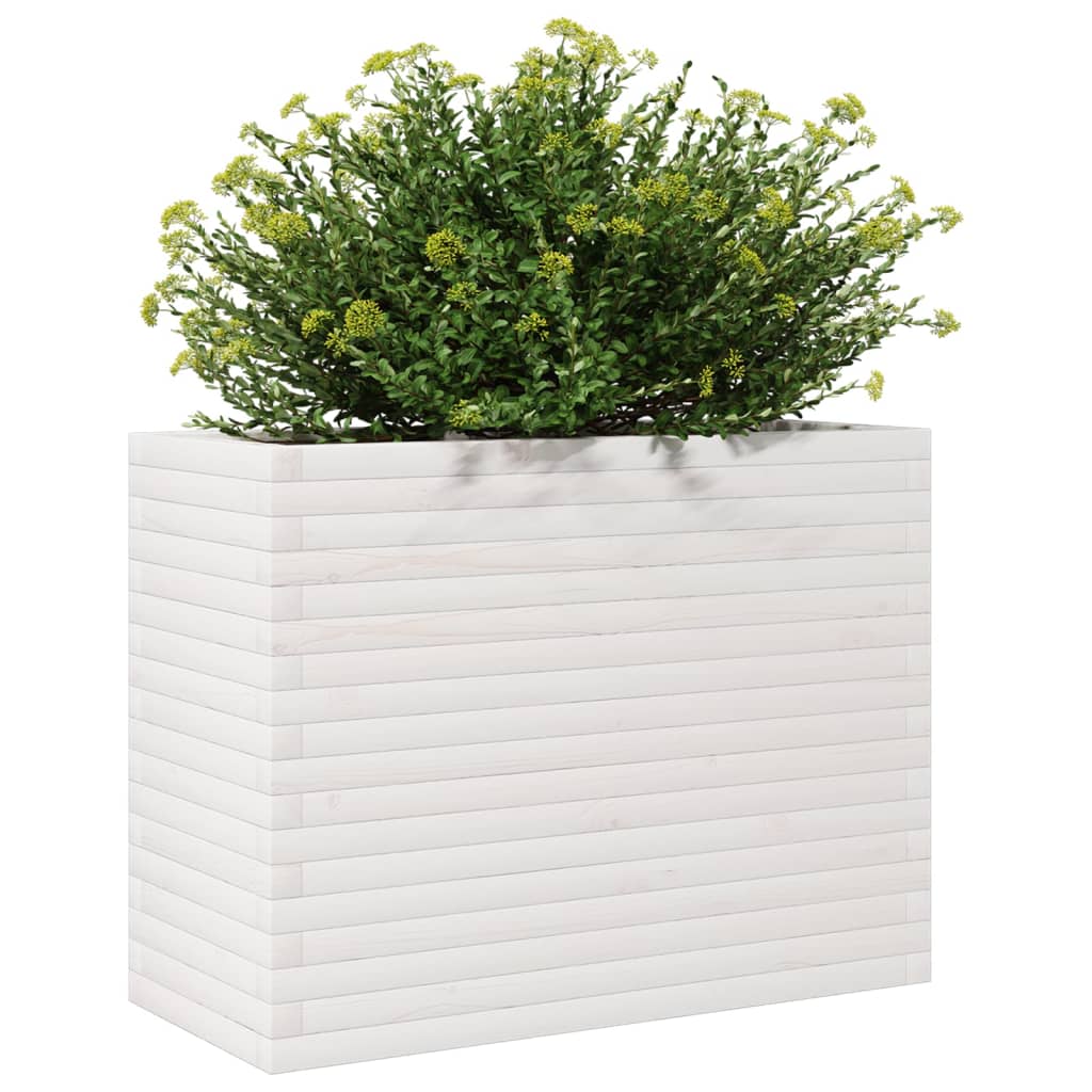 vidaXL Jardinière blanc 90x40x68,5 cm bois de pin massif