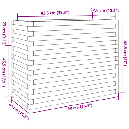 vidaXL Jardinière blanc 90x40x68,5 cm bois de pin massif