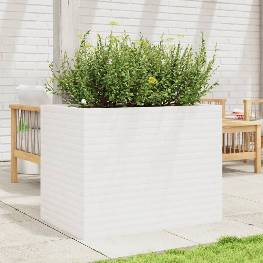 vidaXL Jardinière blanc 90x60x68,5 cm bois de pin massif