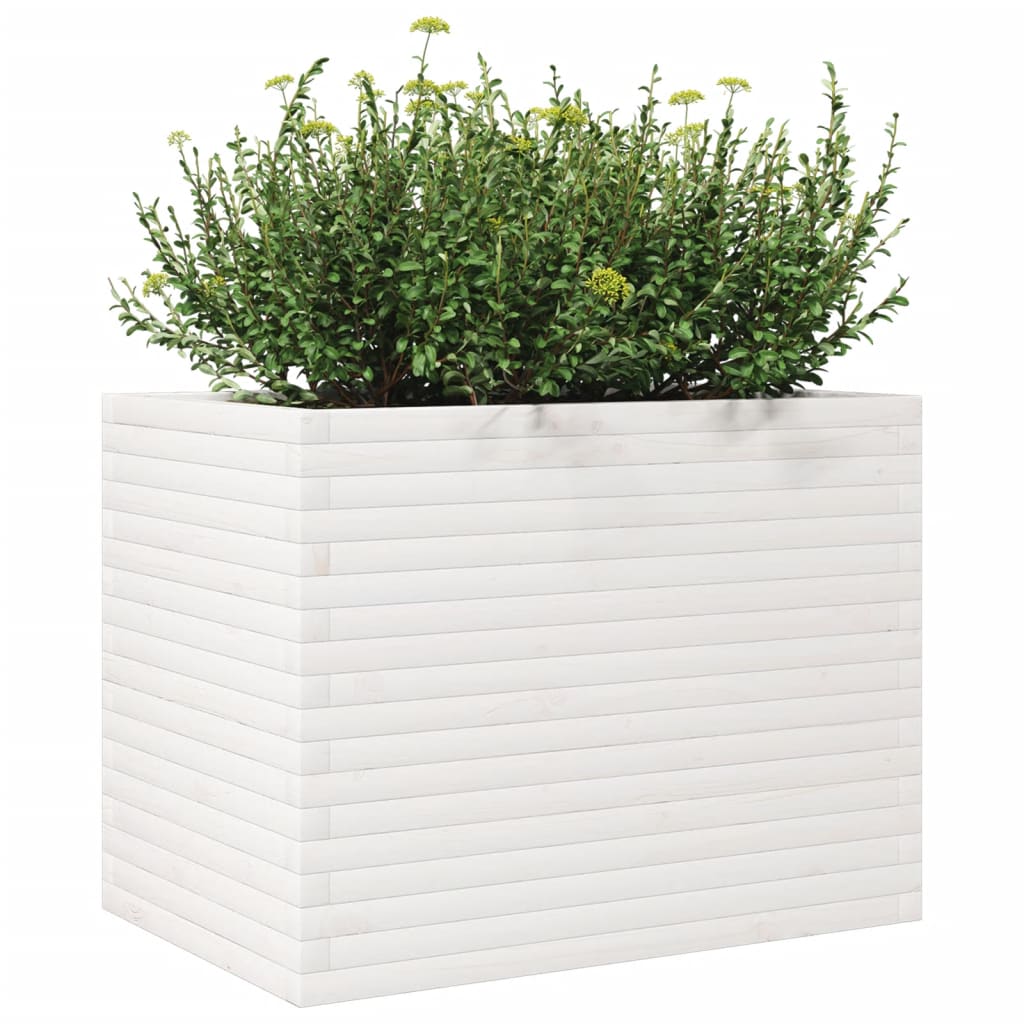 vidaXL Jardinière blanc 90x60x68,5 cm bois de pin massif
