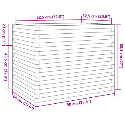 vidaXL Jardinière cire marron 90x60x68,5 cm bois de pin massif
