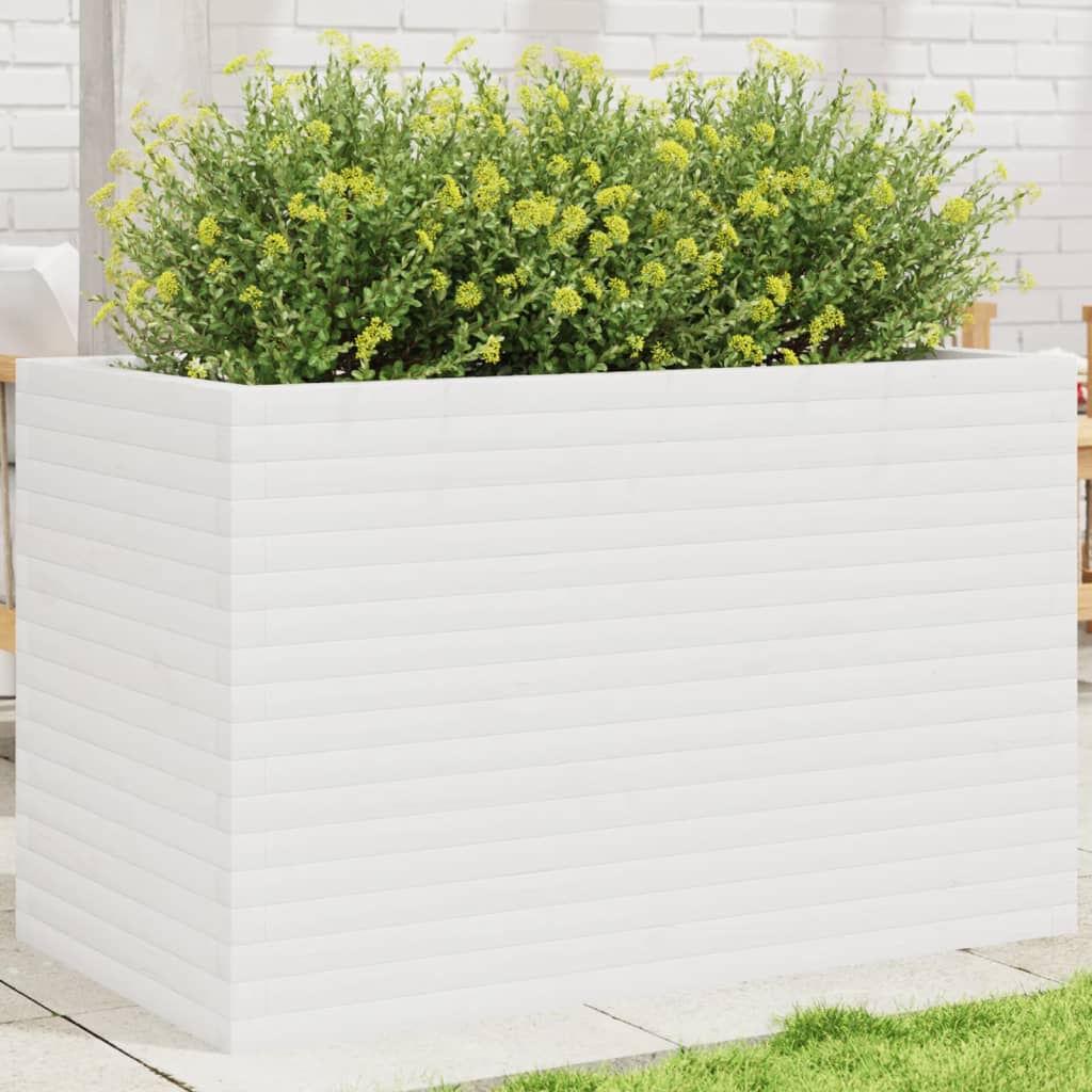 vidaXL Jardinière blanc 110x60x68,5 cm bois de pin massif