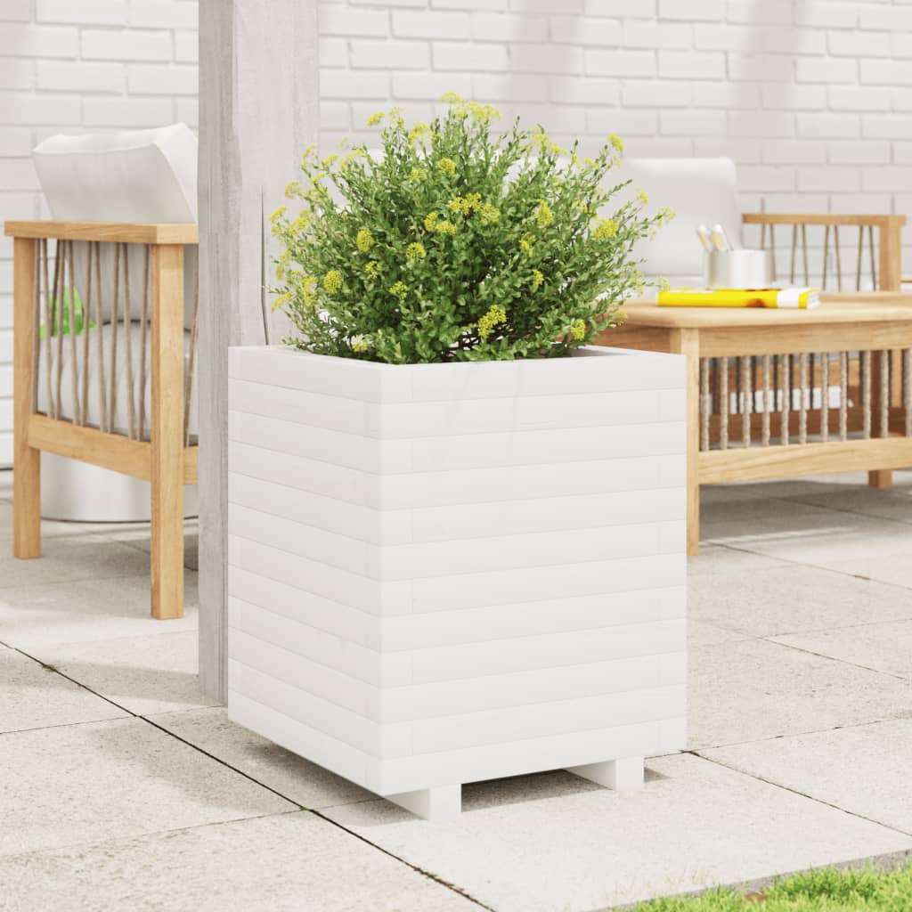 vidaXL Jardinière blanc 40x40x49,5 cm bois de pin massif