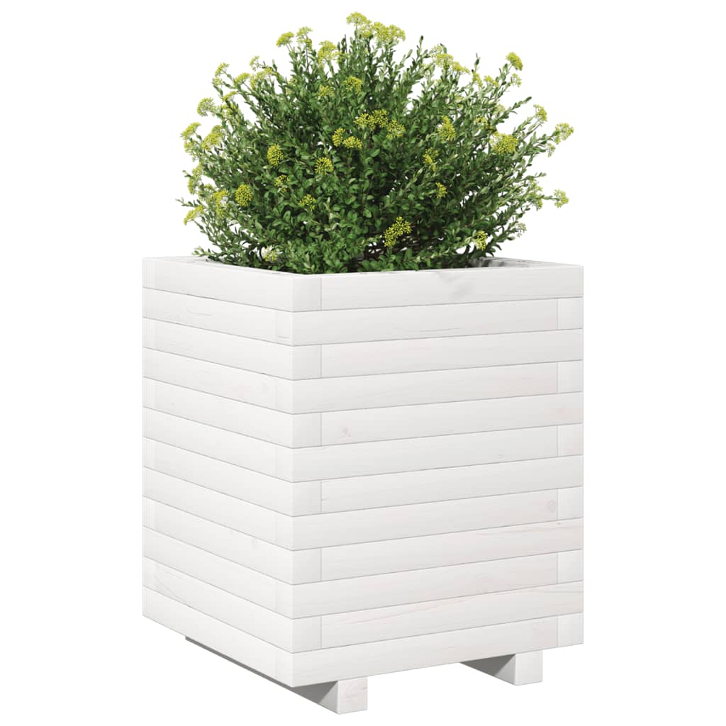 vidaXL Jardinière blanc 40x40x49,5 cm bois de pin massif