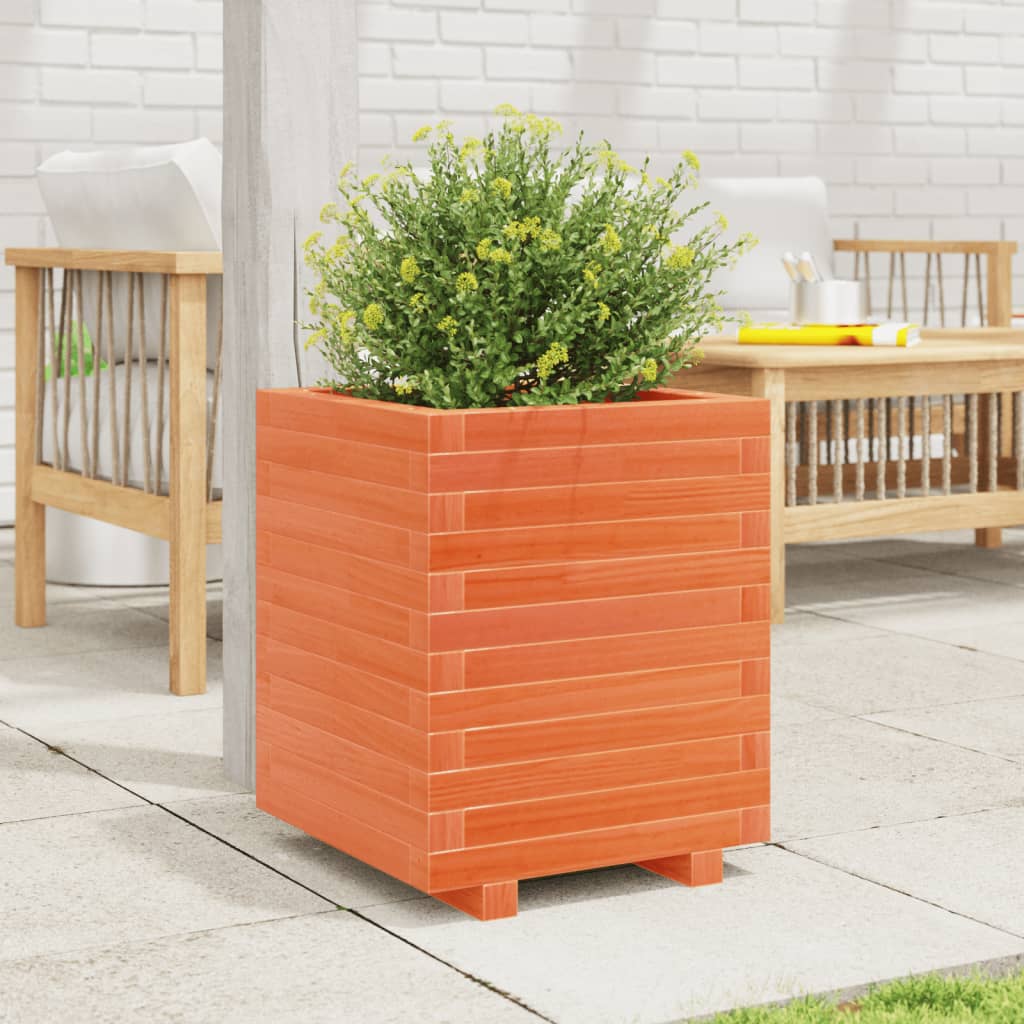 vidaXL Jardinière cire marron 40x40x49,5 cm bois de pin massif
