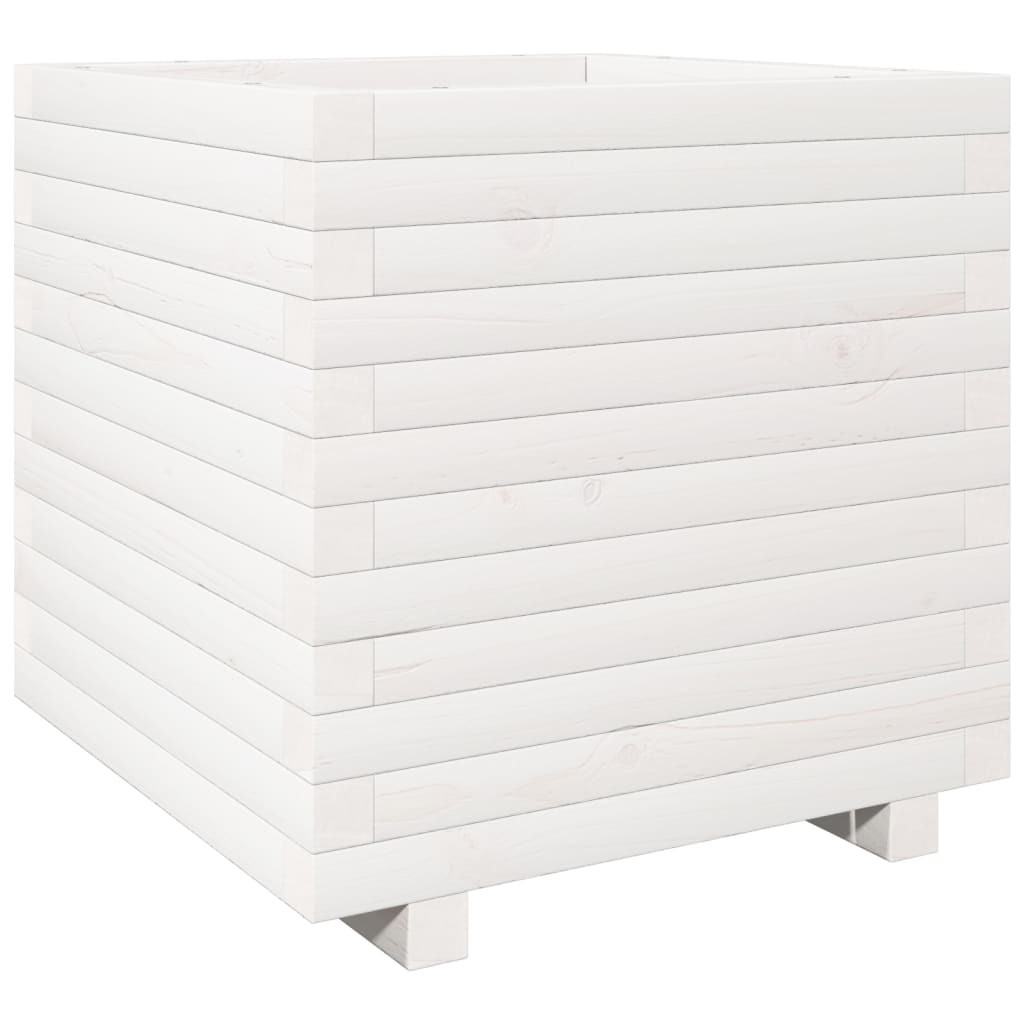 vidaXL Jardinière blanc 50x50x49,5 cm bois de pin massif