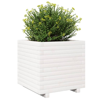 vidaXL Jardinière blanc 50x50x49,5 cm bois de pin massif
