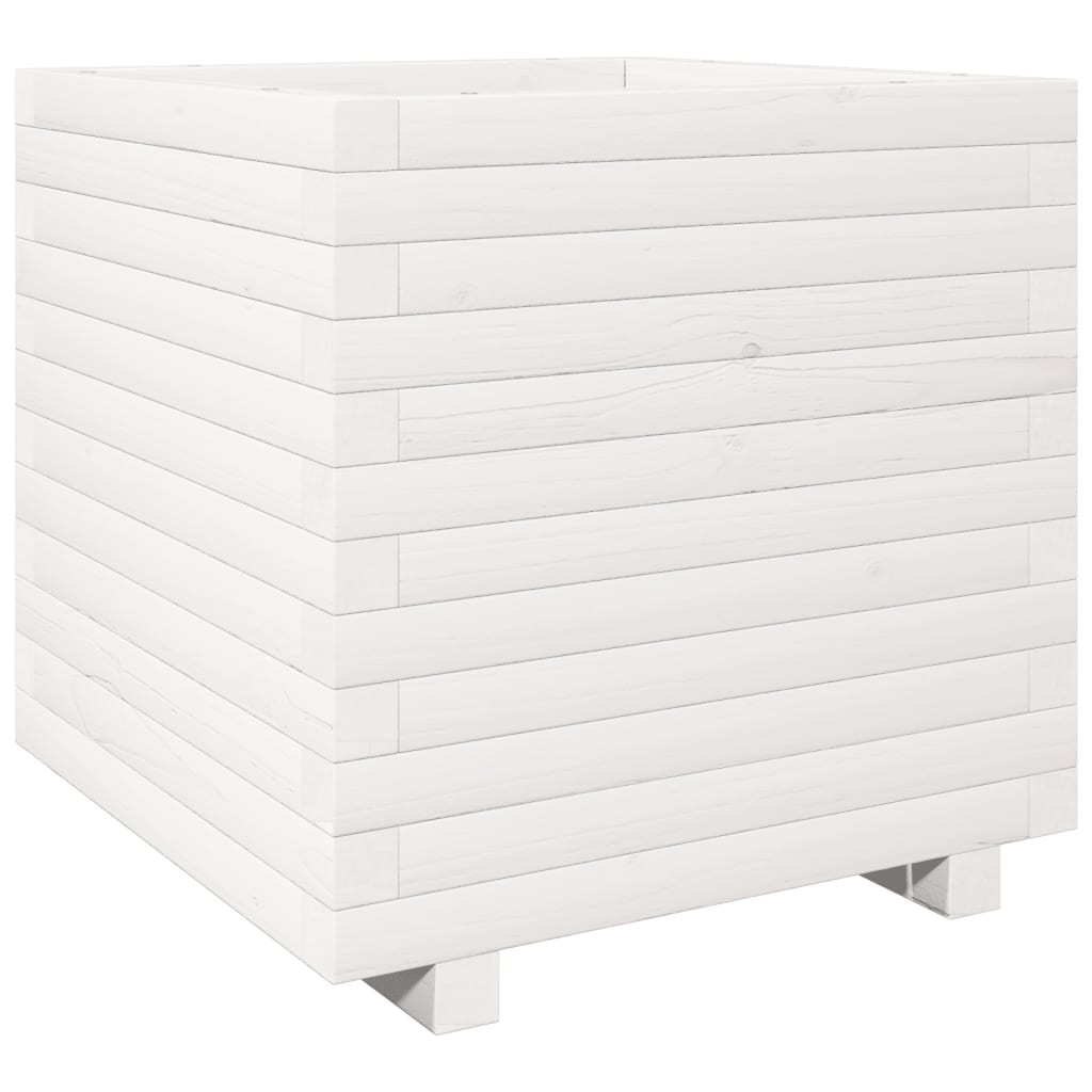 vidaXL Jardinière blanc 50x50x49,5 cm bois de pin massif
