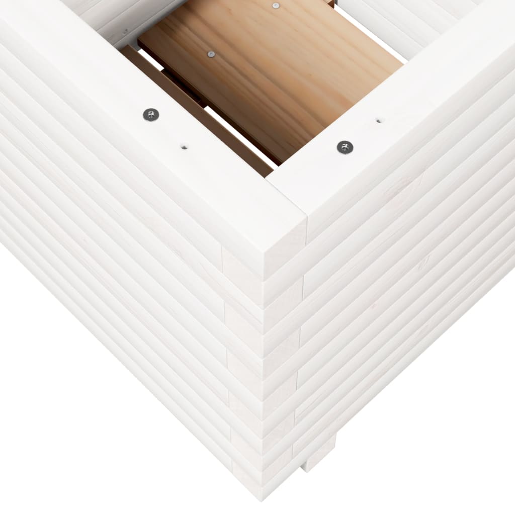 vidaXL Jardinière blanc 50x50x49,5 cm bois de pin massif