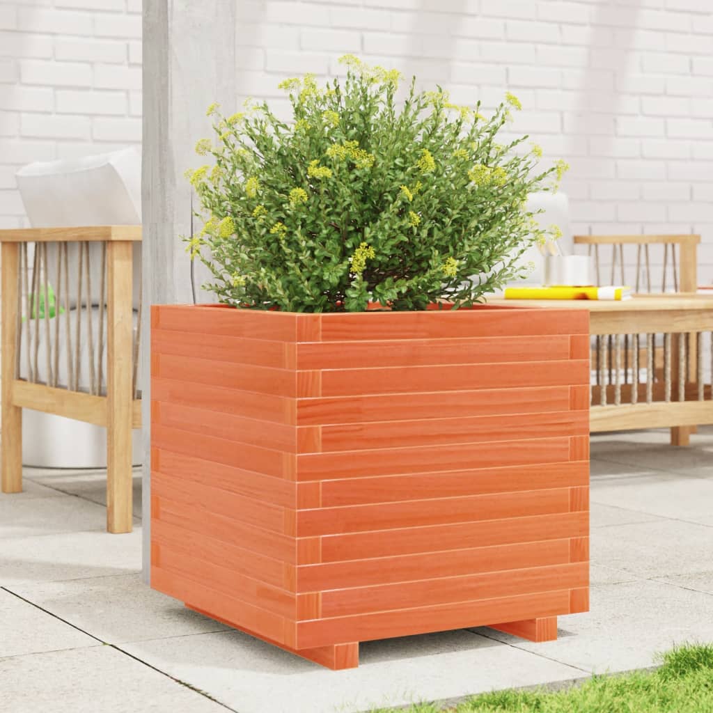 vidaXL Jardinière cire marron 50x50x49,5 cm bois de pin massif