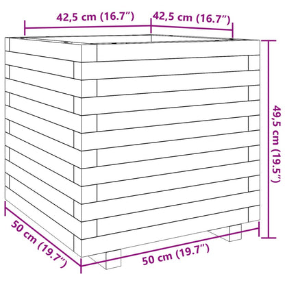 vidaXL Jardinière cire marron 50x50x49,5 cm bois de pin massif