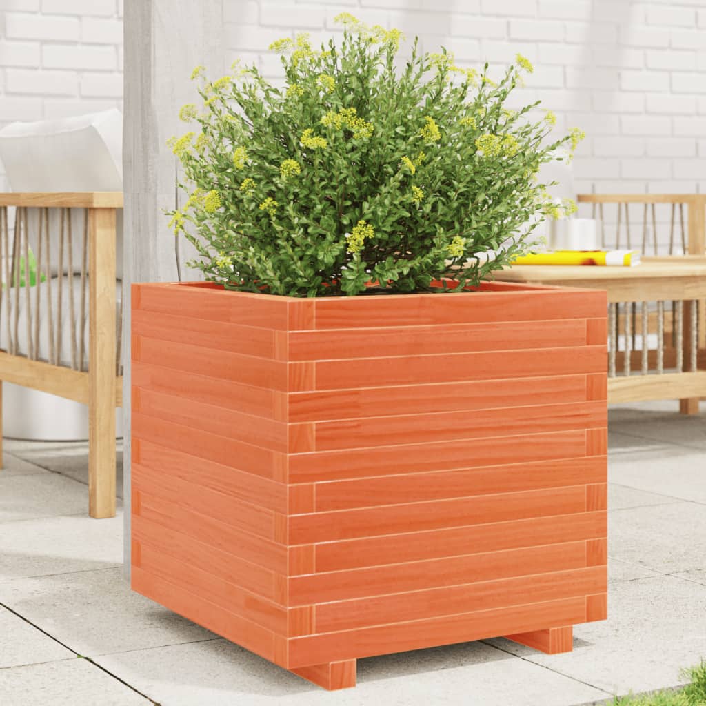 vidaXL Jardinière cire marron 50x50x49,5 cm bois de pin massif