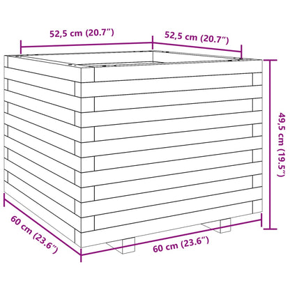 vidaXL Jardinière cire marron 60x60x49,5 cm bois de pin massif