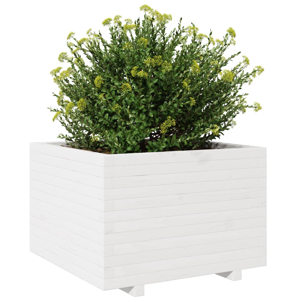 vidaXL Jardinière blanc 70x70x49,5 cm bois de pin massif