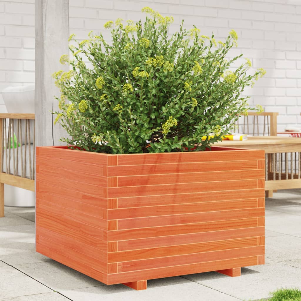 vidaXL Jardinière cire marron 70x70x49,5 cm bois de pin massif