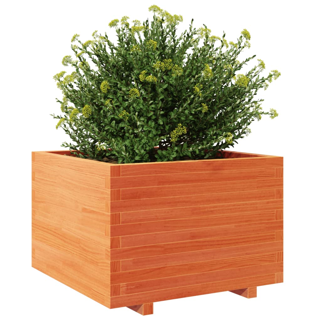 vidaXL Jardinière cire marron 70x70x49,5 cm bois de pin massif