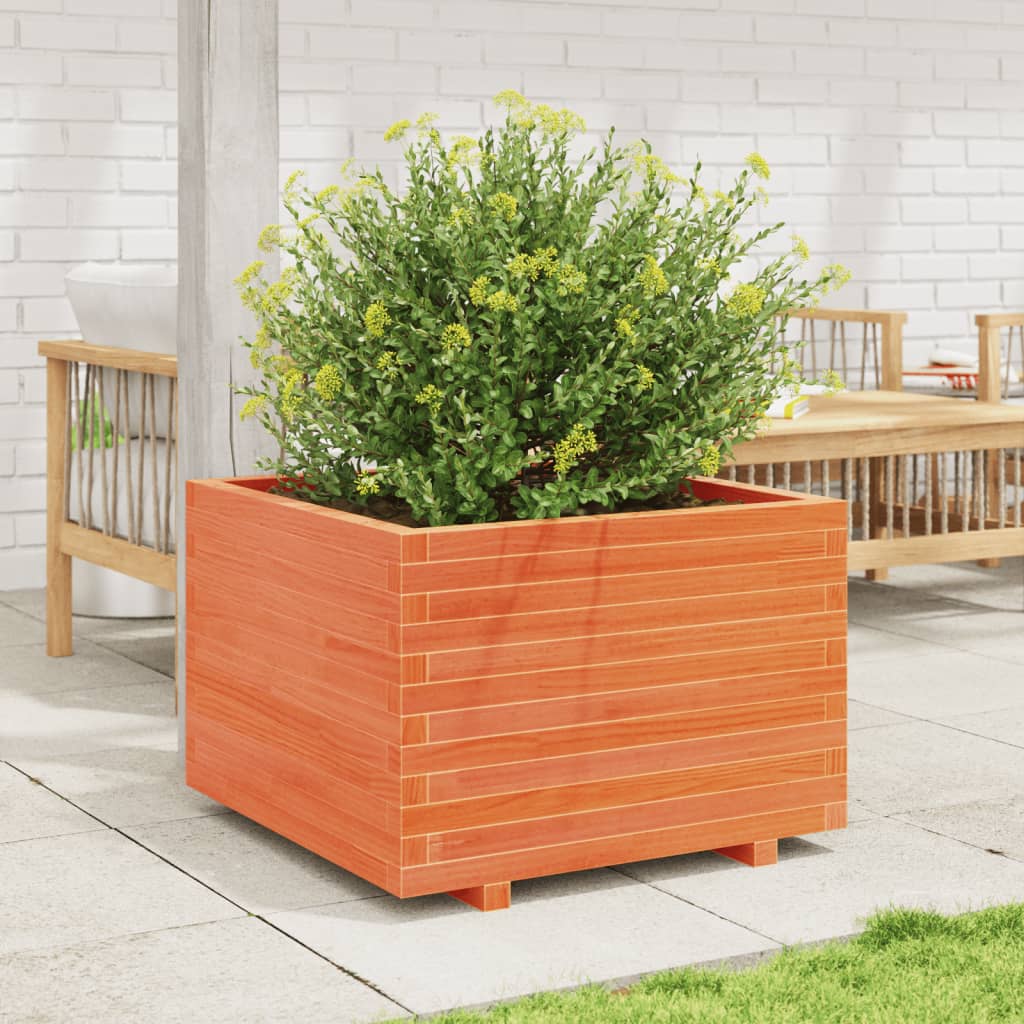 vidaXL Jardinière cire marron 70x70x49,5 cm bois de pin massif