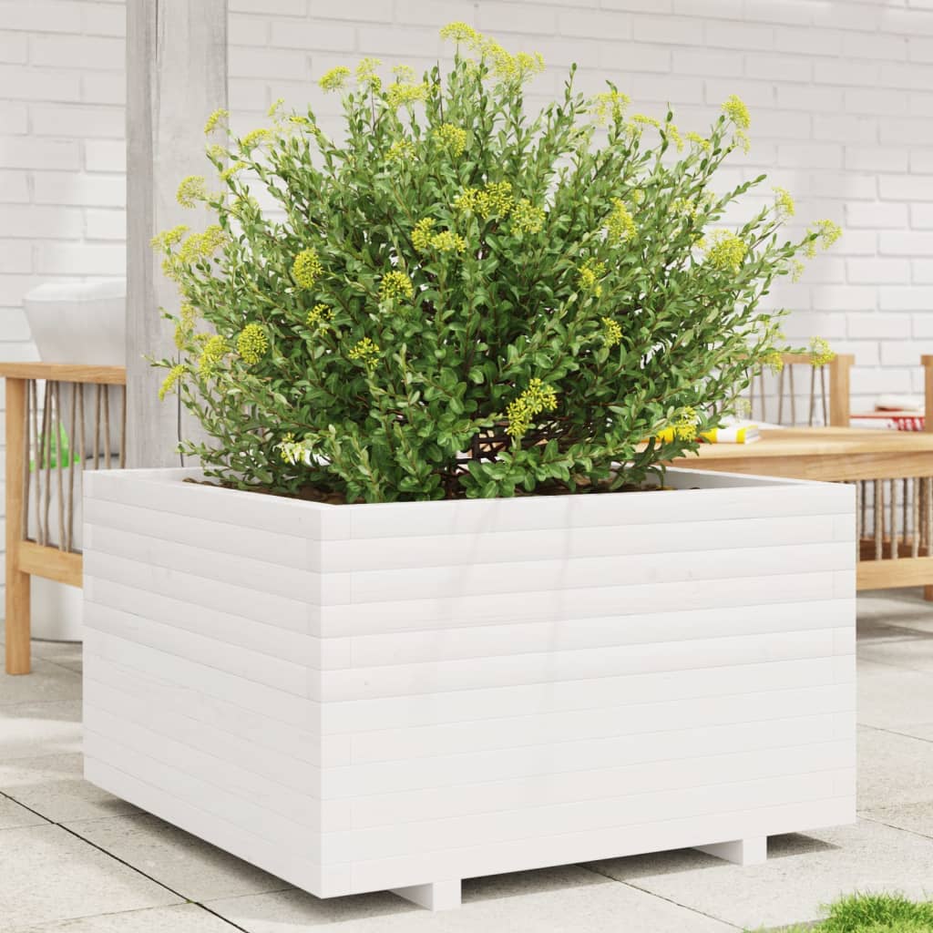 vidaXL Jardinière blanc 80x80x49,5 cm bois de pin massif