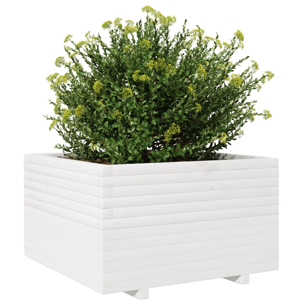 vidaXL Jardinière blanc 80x80x49,5 cm bois de pin massif