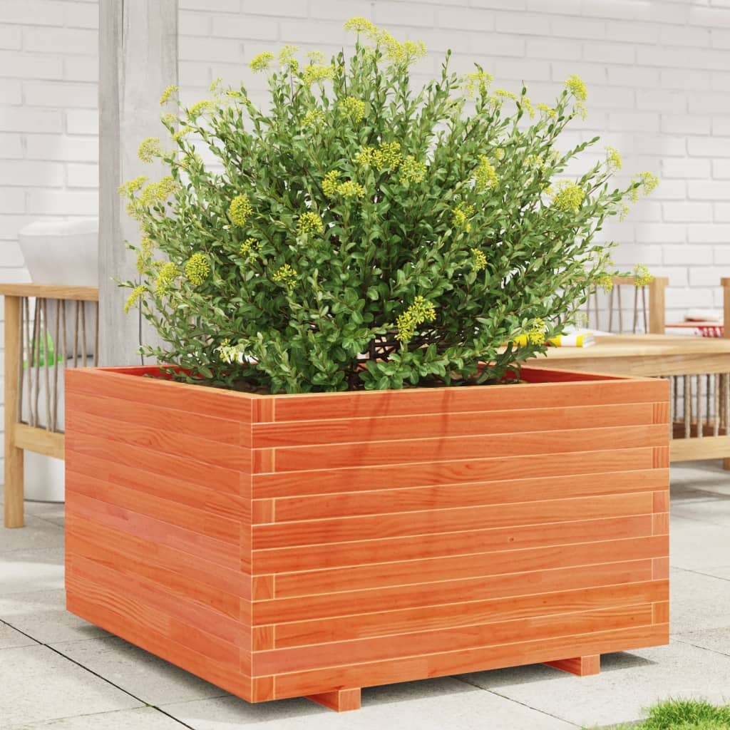 vidaXL Jardinière cire marron 80x80x49,5 cm bois de pin massif