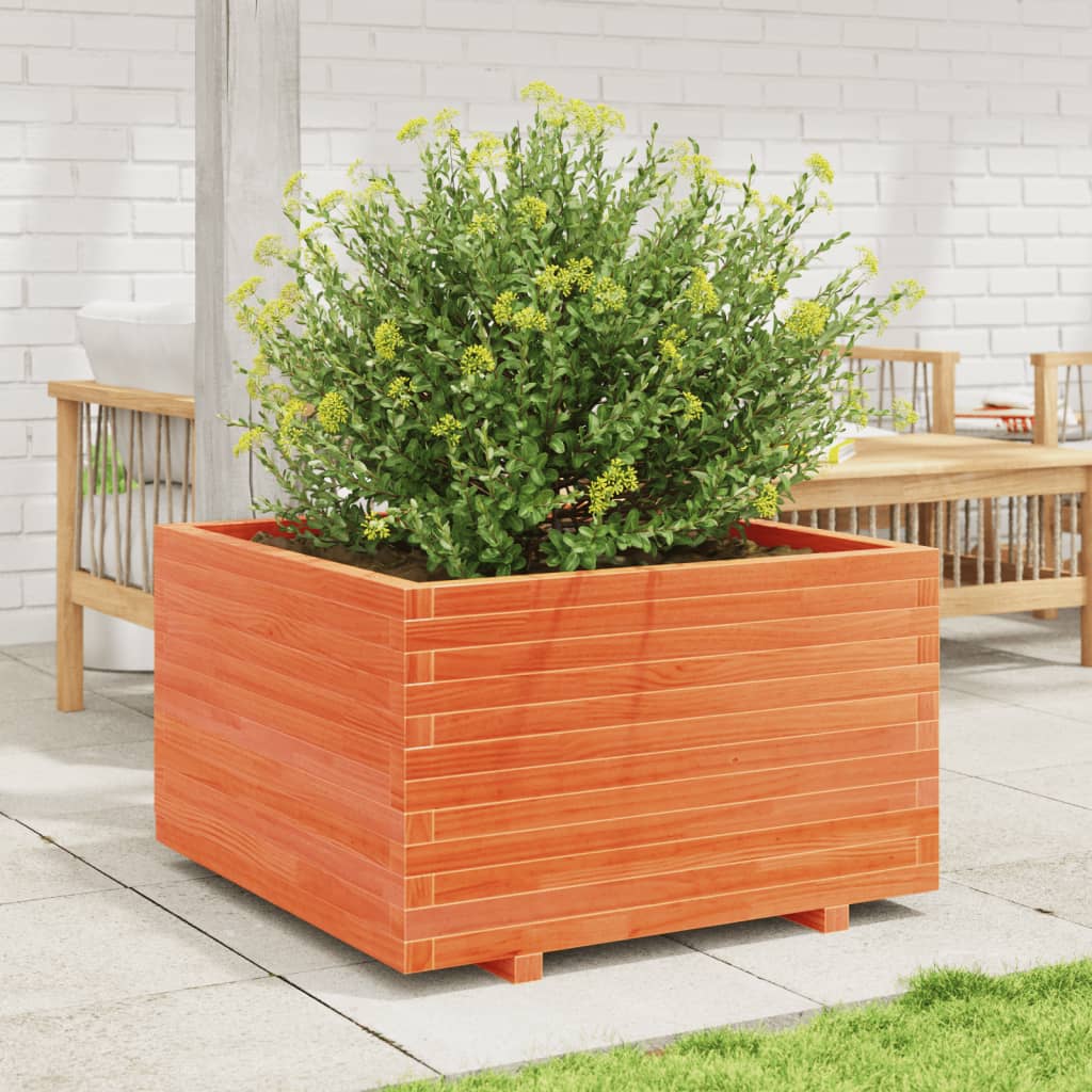 vidaXL Jardinière cire marron 80x80x49,5 cm bois de pin massif