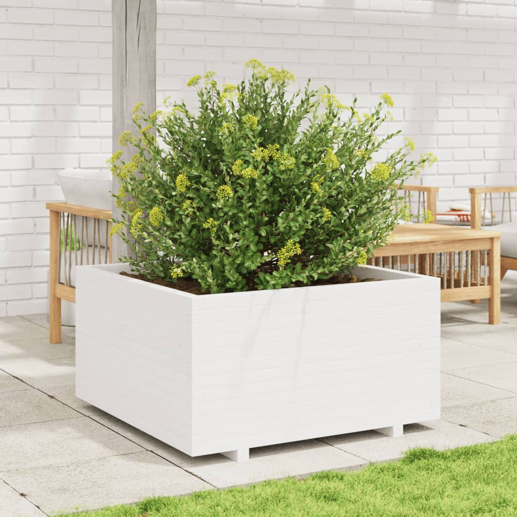 vidaXL Jardinière blanc 90x90x49,5 cm bois de pin massif
