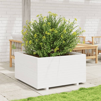 vidaXL Jardinière blanc 90x90x49,5 cm bois de pin massif