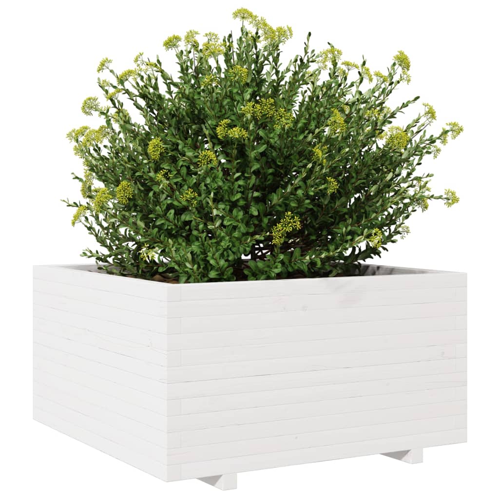vidaXL Jardinière blanc 90x90x49,5 cm bois de pin massif