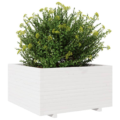 vidaXL Jardinière blanc 90x90x49,5 cm bois de pin massif