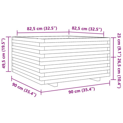 vidaXL Jardinière blanc 90x90x49,5 cm bois de pin massif