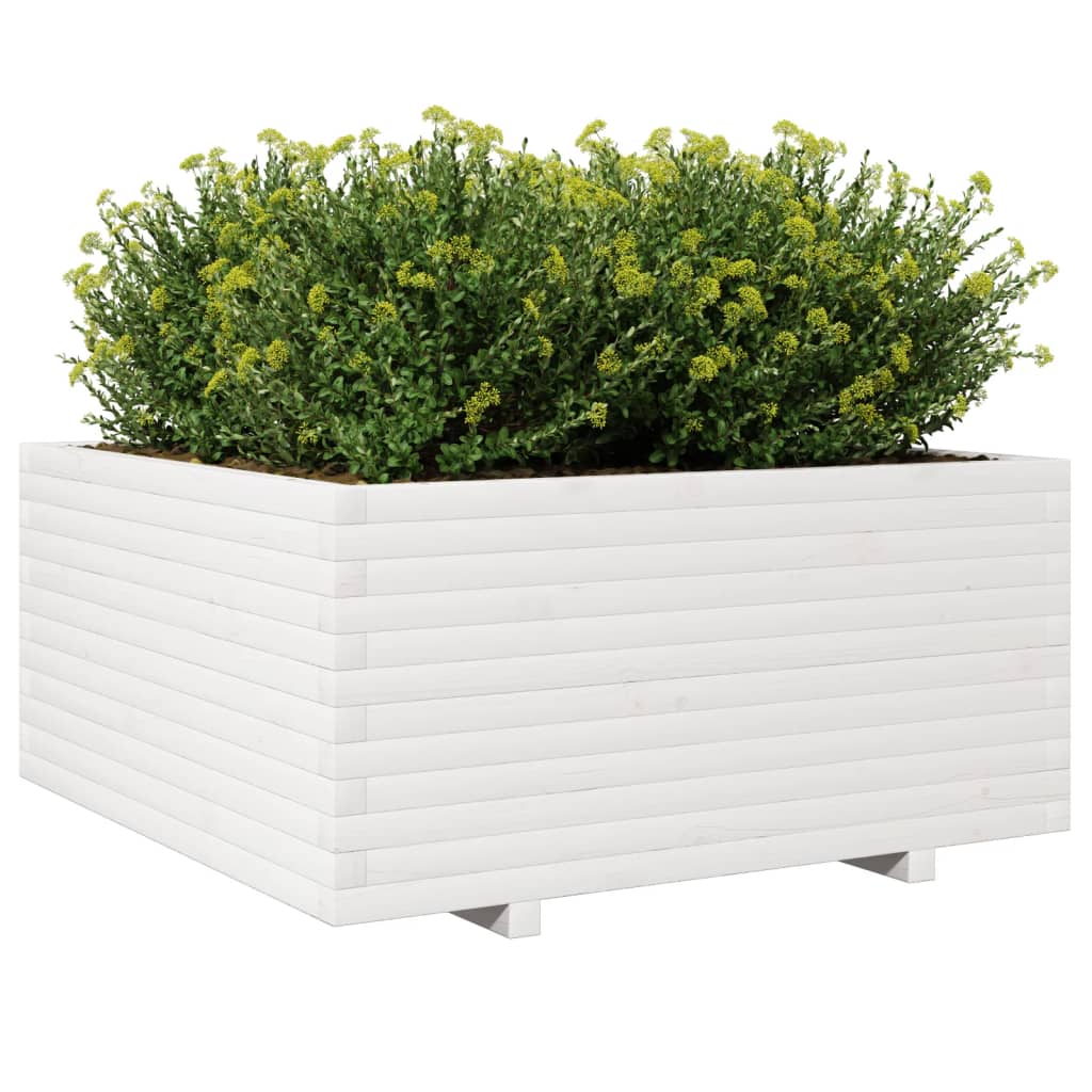 vidaXL Jardinière blanc 100x100x49,5 cm bois de pin massif