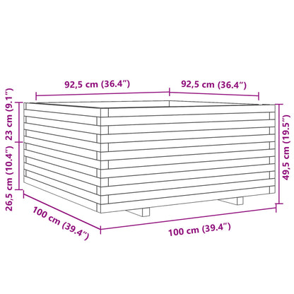 vidaXL Jardinière blanc 100x100x49,5 cm bois de pin massif