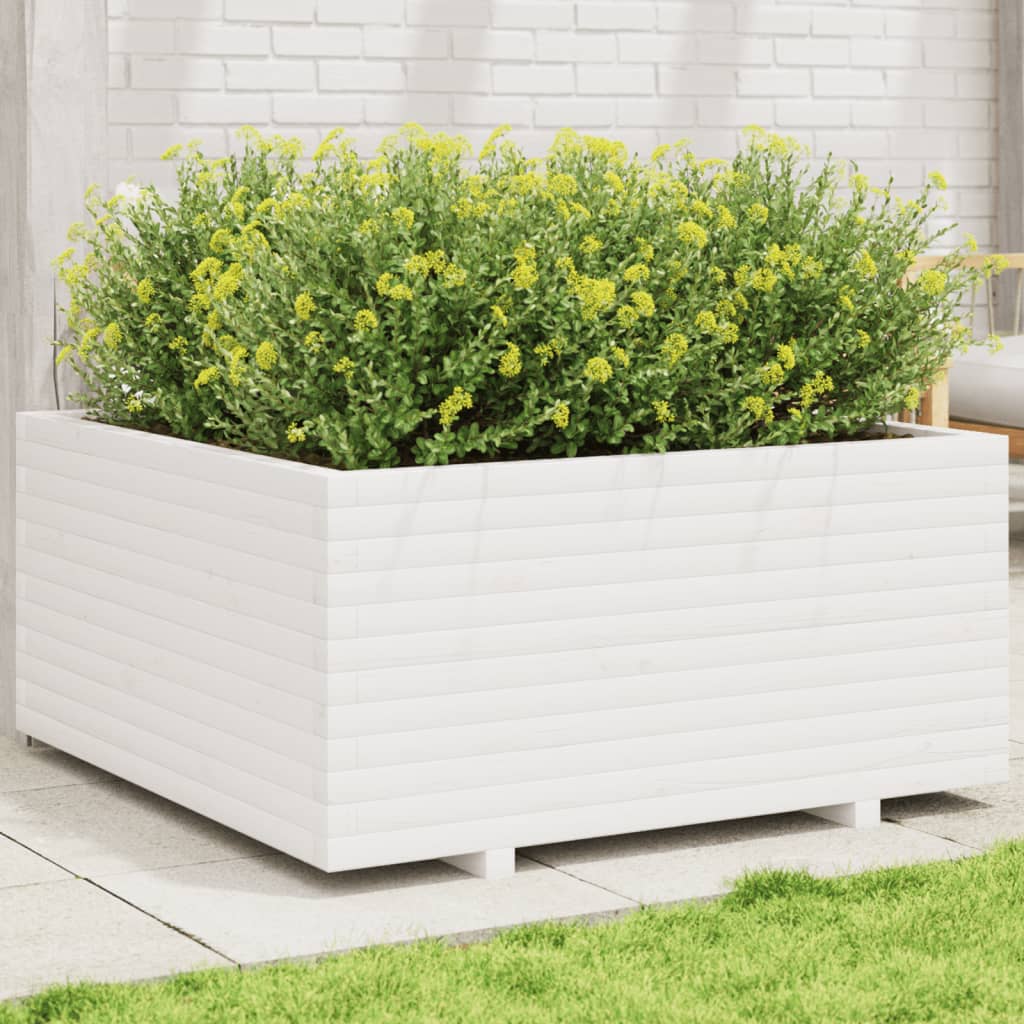 vidaXL Jardinière blanc 100x100x49,5 cm bois de pin massif