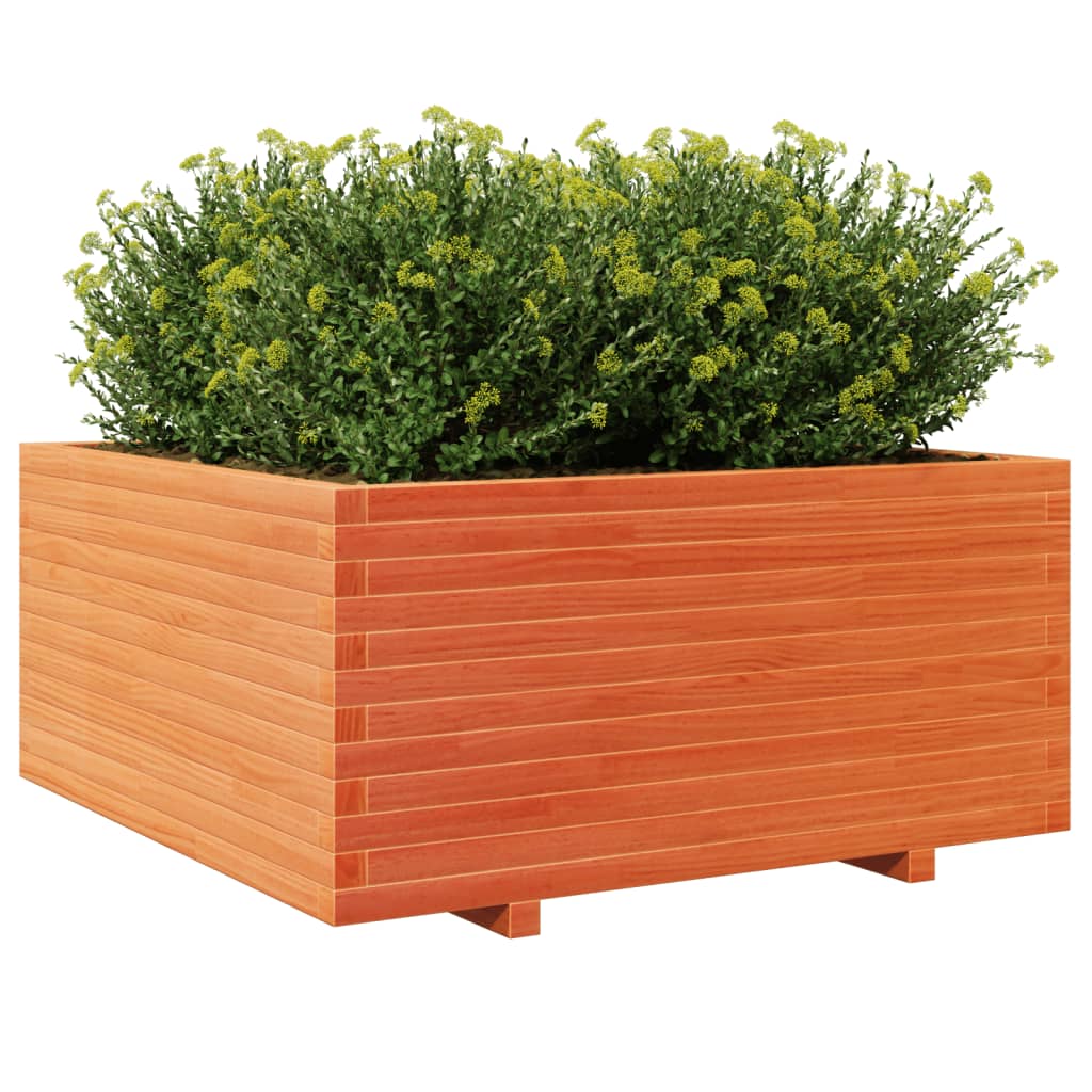 vidaXL Jardinière cire marron 100x100x49,5 cm bois de pin massif