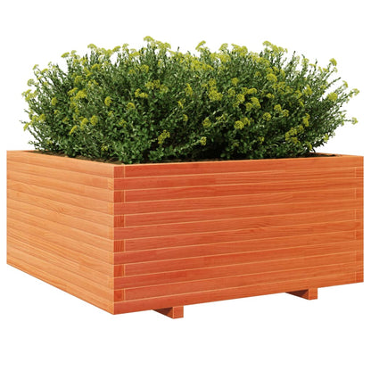 vidaXL Jardinière cire marron 100x100x49,5 cm bois de pin massif