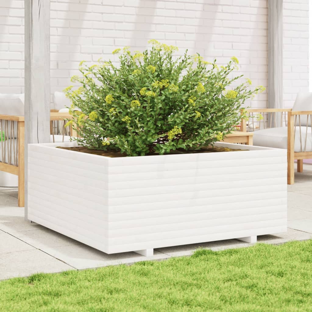 vidaXL Jardinière blanc 110x110x49,5 cm bois de pin massif