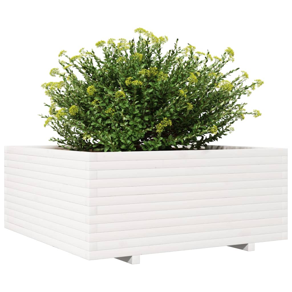 vidaXL Jardinière blanc 110x110x49,5 cm bois de pin massif