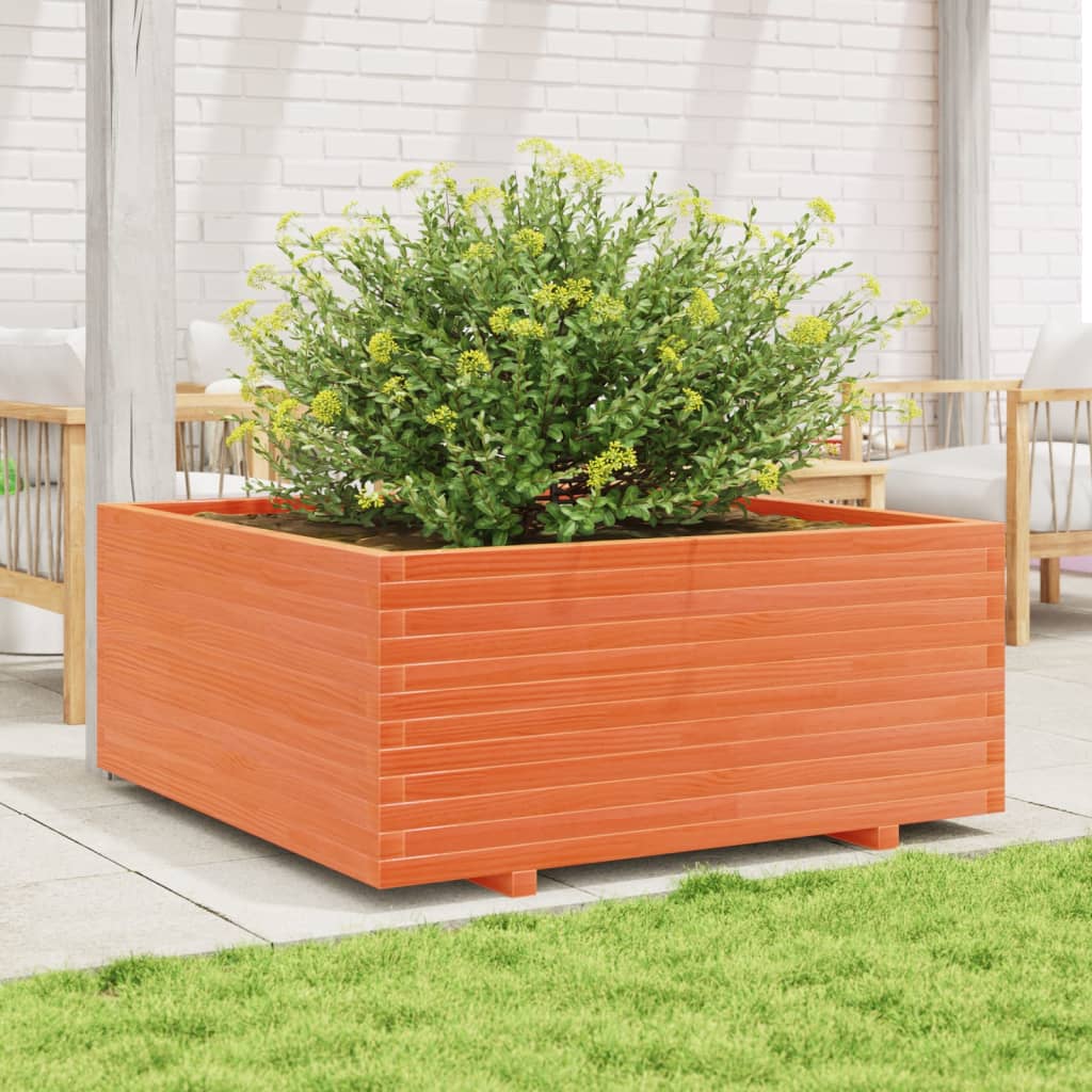 vidaXL Jardinière cire marron 110x110x49,5 cm bois de pin massif