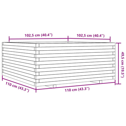vidaXL Jardinière cire marron 110x110x49,5 cm bois de pin massif