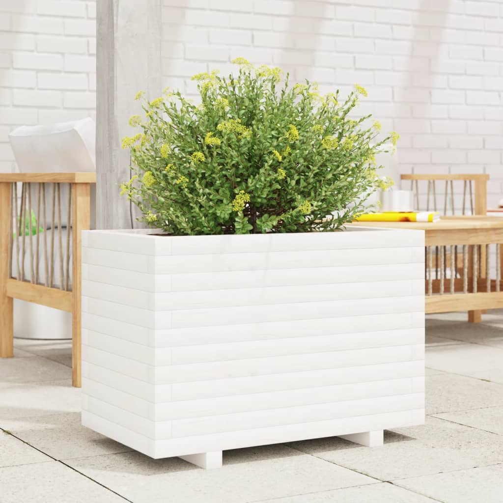 vidaXL Jardinière blanc 70x40x49,5 cm bois de pin massif